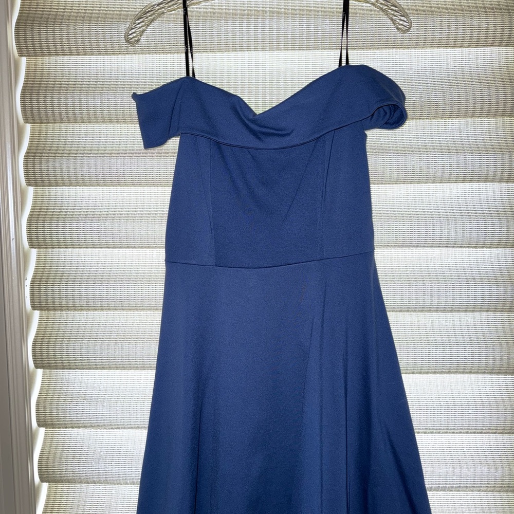 Lulu's Blue Off-Shoulder A-Line Dress